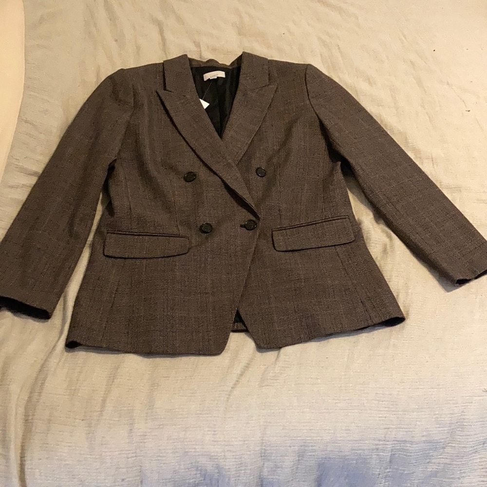 LOFT Plaid Double Breasted Blazer
